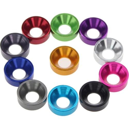 10PCS Countersunk / Flat Head Washers M2 M2.5 M3 M4 M5 Multiple Colour Aluminum Alloy Gasket For Screws Bolts
