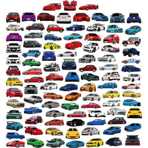 100 PCS Racing Car Stickers Graffiti JDM Car Modification Waterproof Sticker for Motorcycle Bicycle Helmet Motor Suitcase Laptop