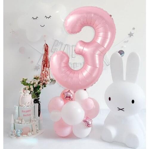 20pcs/lot 40 inch Foil Pink blue Number Balloons Inflatable Air Balloon boy girl Birthday Party Wedding Decoration kids Supplies