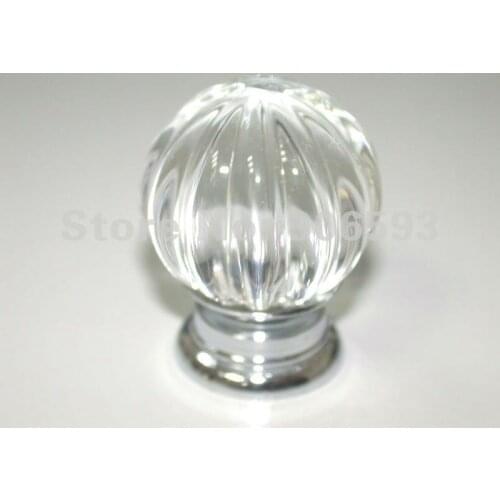 20PCS/LOT FREE SHIPPING 30MM CLEAR MELON CRYSTAL KNOBS ON CHROME ZINC BASE