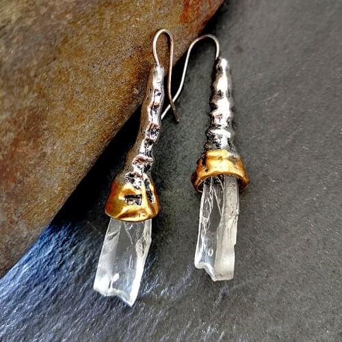 2019 Icicle Zircon Long Drop Earrings Womens Vintage Two-tone Icicle Shaped Wedding Boho Earring Brincos Bijoux O3D395