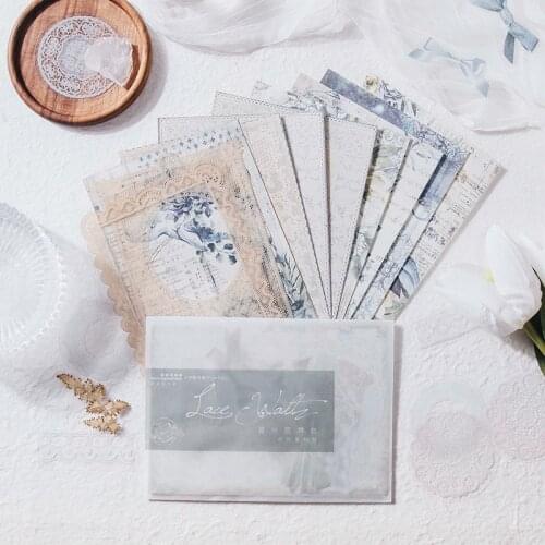 30Pcs/Set Lace Waltz Series Mix Material Paper Junk Journal Planner Scrapbooking Vintage Decorative DIY Craft Paper