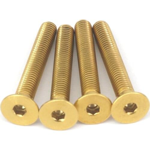 4 PCS M5 x 35mm Golden GR5 Titanium Hex Allen Socket Countersunk Screws Bolts For Bicycle Stem Headset Top Cap
