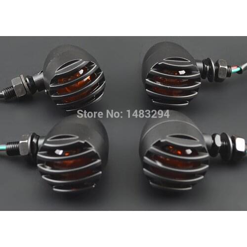 4x Black Turn Signal Lights Blinker Amber Fits For Harley Chopper Sportster Dyna Softail