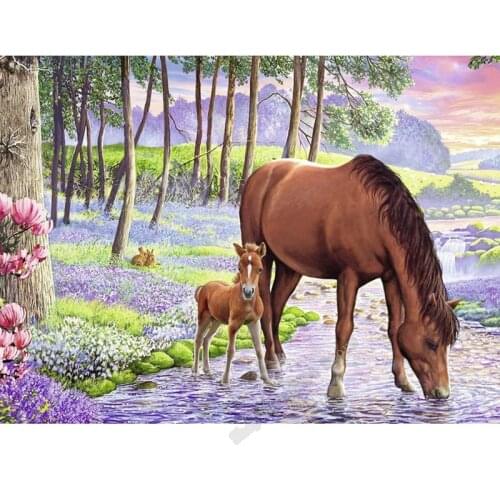 5D DIY diamond painting pattern animal horse cross embroidery full square shape diamond Mosaic embroidered wall decor FF2387