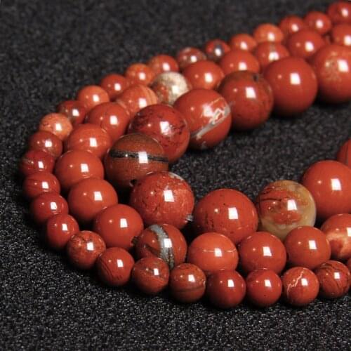 AB Natural Red Jaspers Stone Beads 4 6 8 10 12MM Red Brecciated Stone Loose Beads for Jewelry Making DIY Bracelet Necklace 15.5"