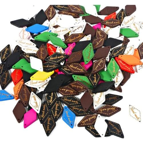 New 50pcs Wood Letter Labels Mixed Color Handmade Lozenge Embossed Tag Label DIY Flag Label For Garment Sewing Decor Accessories
