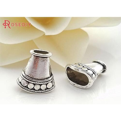 F626)20 pieces 16x9mm,height 16mm Antique Silver Zinc Alloy Oval Shape Tassel Caps Beads Caps Jewelry Findings Accessories