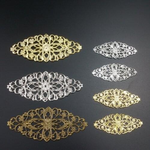 20Pcs Free shipping Retail 50/80mm Filigree Wraps Flower Wing Connectors Metal Crafts Gift Decoration DIY Findings