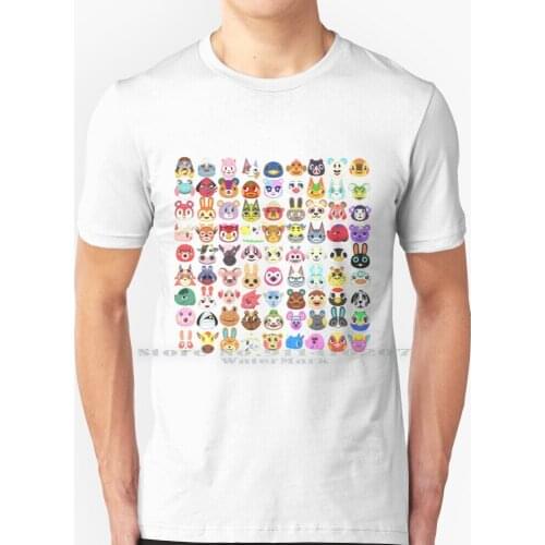 Villagers Pattern T Shirt 100% Pure Cotton Animal New Horizons Villagers 2020 Lily Marina Zucker Sherb Coco Raymond Roald Ankha