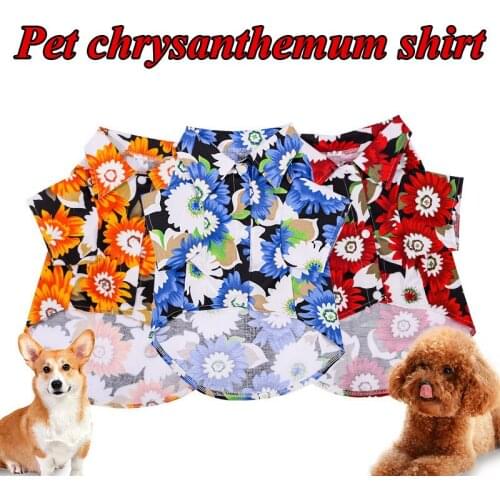 Dog Shirts Clothes Summer Beach Fashion Clothes Vest Pet Clothing Floral T-Shirt Hawaiian For Small Large Cat Dog Chihuahua