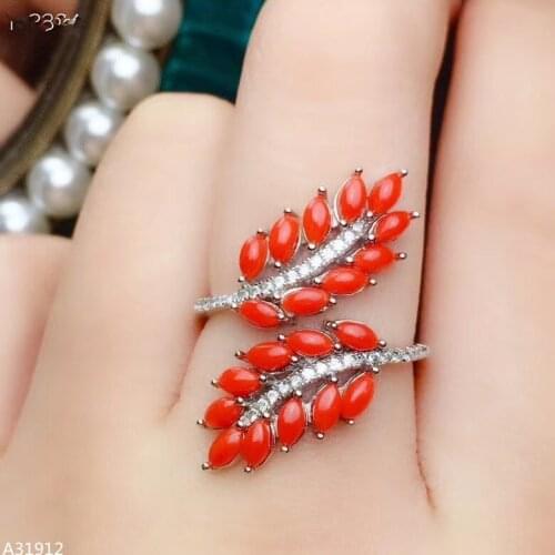KJJEAXCMY fine jewelry natural red coral girl ring support detection