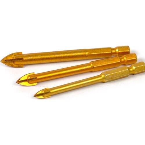 LETAOSK New Gold Titanium 3x Hex Spear Head Point Drill Bit Ceramic Tile Glass Porcelain Marble 6 8 10 mm