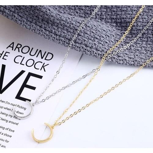 Moon Necklace Jewelry Simple White Gold Chain Necklace Women Korean Style Jewelry Fashion Necklace Accessories Party Gift