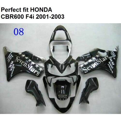 Motorcycle fairing kit for Honda CBR 600 F4i 2001 2002 2003 white star black fairings CBR600 F4i 01 02 03 CZ28