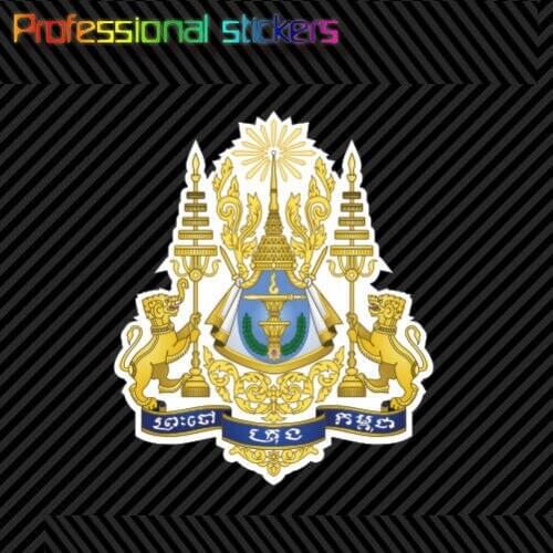 Cambodian Royal Arms Sticker Decal Self Adhesive Vinyl Cambodia Flag KHM KH for Car, RV, Laptops, Motorcycles, Office Supplies