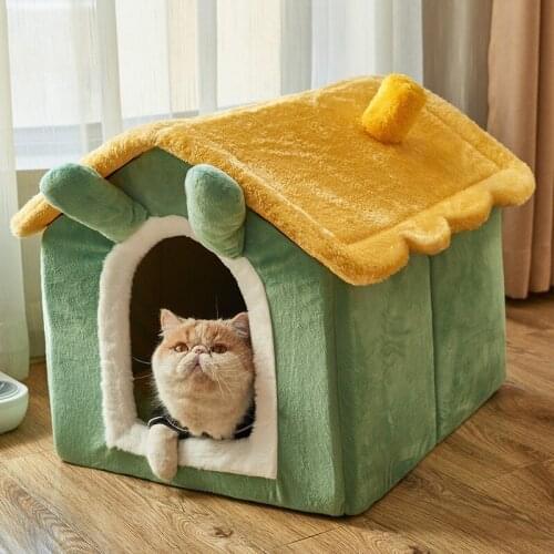Cat Litter Winter Warm All Seasons General Enclosed House Villa Bed House Removable Washable Kennel Pet Comfort Fabric Supplies