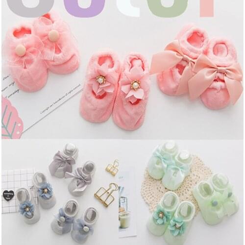 Newborn Baby Socks 3 Pairs of Lace Bow Porous Socks Korean-Style Thin Hollow Baby No-Show Sock Cotton Girl Sock