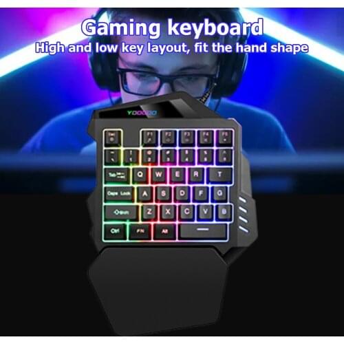 One Handed Gaming Keyboard Single Handed Mini Membrane Keyboard Professional Ultra-slim Wired Keyboard for PC Gamer