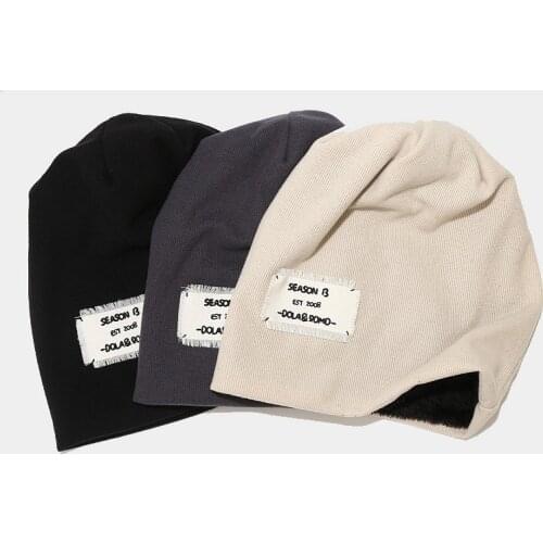 Plus Velvet Knitted Cap Scully Beanie Hats-f-knitted Hats Skullies Beanies for Men Letter Patch Womens Winter Beanies for Women