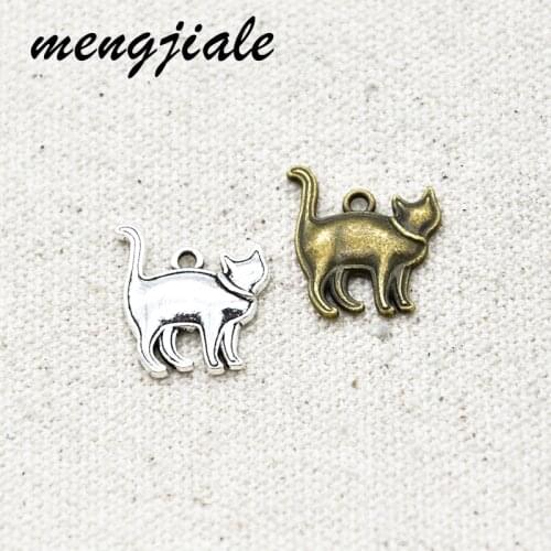 12pcs Wholesale Metal Alloy Cat Charms Pendant For Handmade Decoration Vintage DIY Jewelry Making Findings