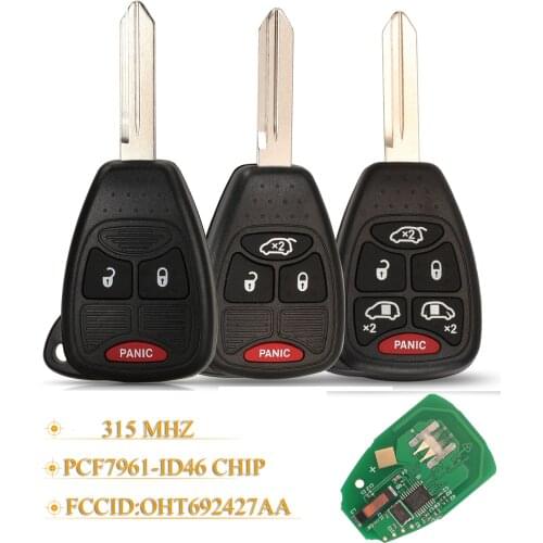 Kutery 3/4/5Buttons Remote Control Car Key 315MHZ ID46 PCF7961 OHT692427AA For Dodge Dakota Durango Jeep Grand Cherokee