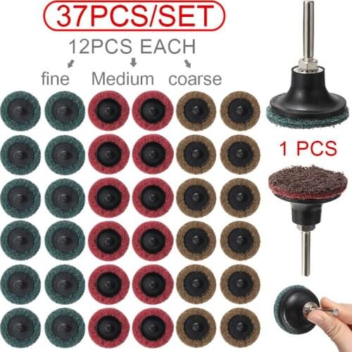 37Pcs/Set 50mm 2" Type R Roll Lock Sanding Roloc Polishing Sander Pads Set Abrasive Sander Disc with Dics Holder For Rotary Tool