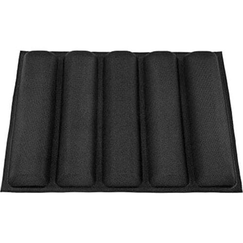 Silicone Baguette Tray French Bread Baking Pan Reusable Non-Stick Hot Dog Bread Molds, 5 Loaf, Black