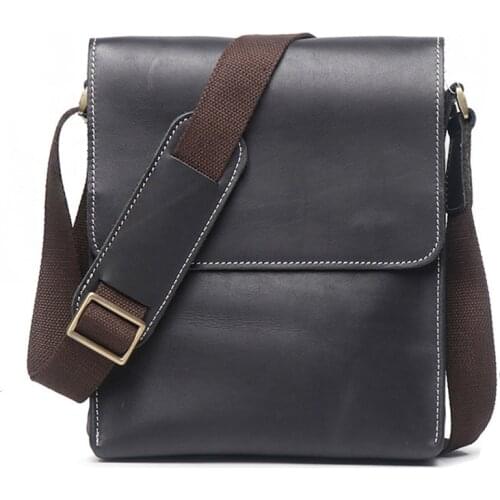 Men Office Shoulder Bag Male Genuine Leather Messenger Bag for Pad Middle Size Mens Crazy Horse Leather Crossbody Bag Handbag