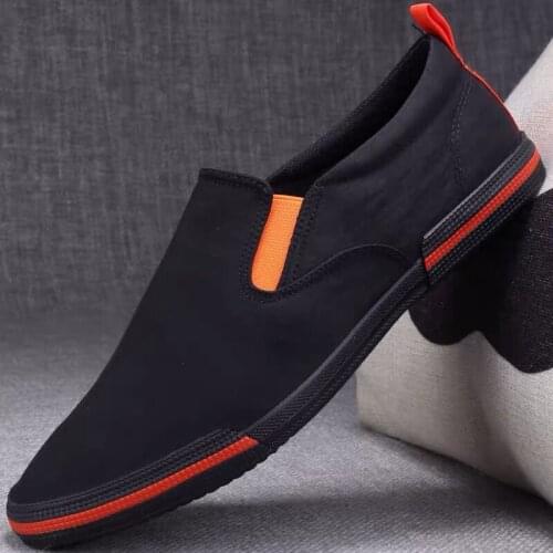 Slip on Fashion Mens Canvas Shoes Breathable Lightweight Mens Loafers Solid Casual Shoes for Mens