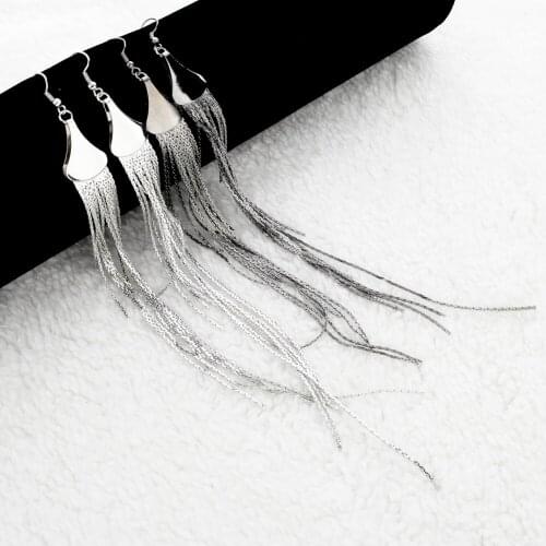 MELIHE austrian crystal tassel drop earrings for women luxury silver long dangle earrings fashion jewelry gift SER150106