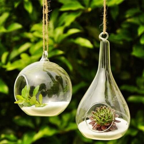 Fashion design clear glass vase home decor flower vase can be hung Creative Home decorations flower panters home pots