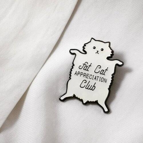 White Liquid Compressed Fat Cat pins Badges Brooches Cute Kawaii Animal Cat pins collection Gift for Cat Lover Kitty Mom Gifts