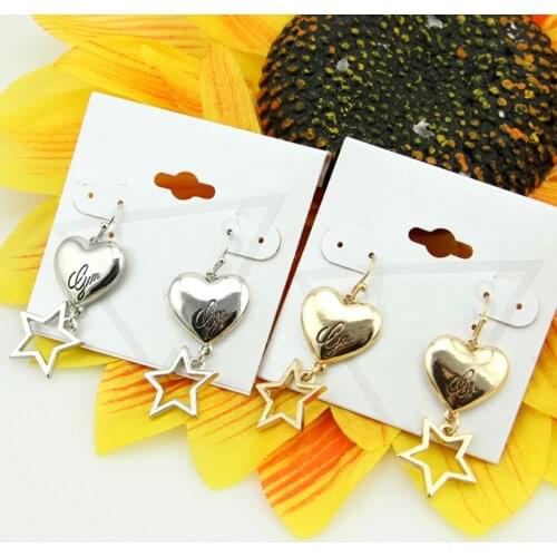 2021 Gold Letters Love Heart Drop Earrings Big Hollow Star Dangle Earing For Women Fashion Wedding Jewelry Accessories
