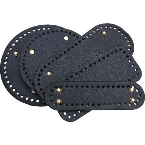 1 Pcs Black Round Bottom Oval Long Bottom for Knitted Bag PU leather Bag Accessories Handmade Bottom DIY Crochet Bag Bottom