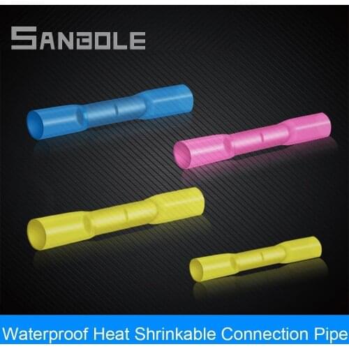 100PCS) BHT1.25 2 5 0.5 Waterproof Heat Shrink Insulated Butt Terminal Wire Middle Joint Cold Pressure Connection