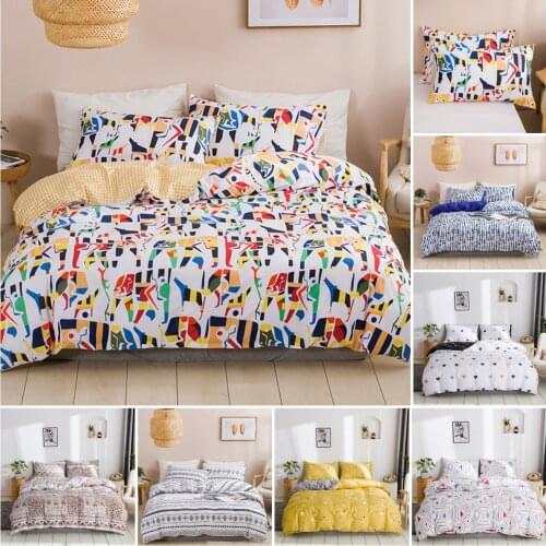 Modern Fashion Polyester 3pcs Bedding Sets Nordic Geometry Print Duvet Covers Pillowcases Family Queen King Bed Comforters Sets