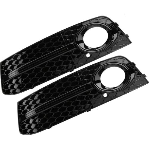 2pcs Car Styling Glossy Black Front Bumper Fog Light Grilles for Audi A4 B8 2009 2010 2011 2012 for RS4 Style