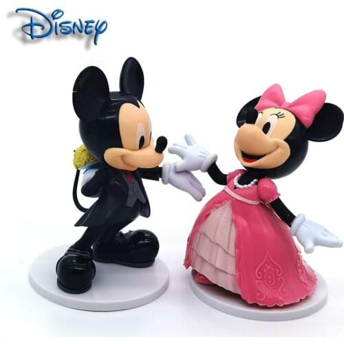 2 styles original 12cm Disney anime toy Mickey Minnie proposal couple decoration doll wedding birthday cake doll model gift