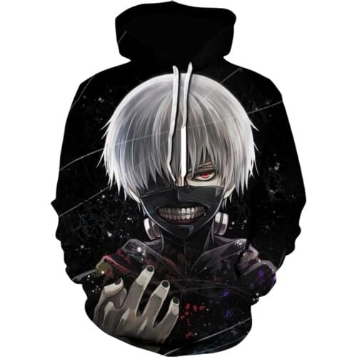 2021 3D Printed Men Hoodies Japanese Anime Tokyo Ghoul Hoodie Fashion Classic Tops Pullovers Creative Sweatshirt Cosplay Hoodie