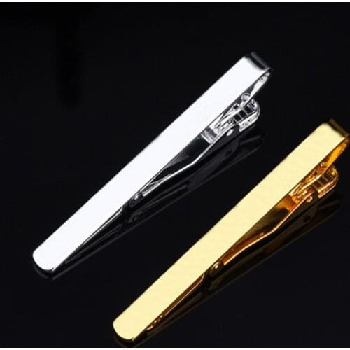 2021 New 53mm*5mm Men Stainless Steel Tie Clip Bar Brooch Clasp Chic Fashion Solid Color Slim Collar Useful Neck Tie Pin