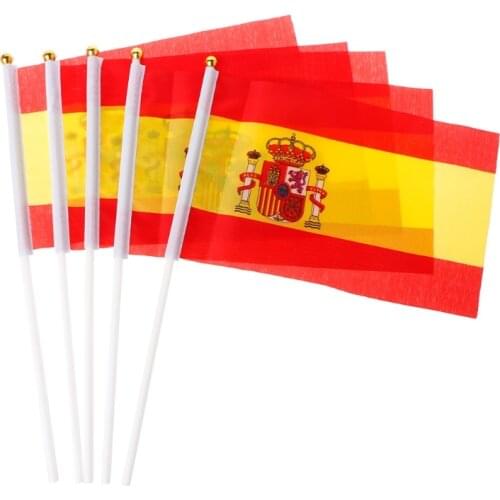 5Pcs Spanish Hand Waving Flags Spain Crest Banners Sports Opening Outdoor Decor 449C