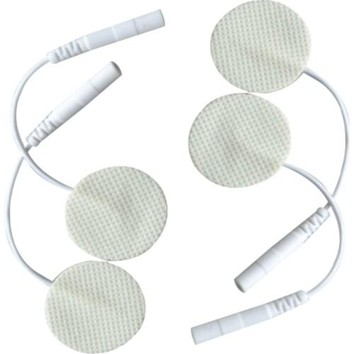 50Pairs/Lot Body Massager Round Electrode Pads Self-adhesive With Cable For Medium Frequency TENS Therapy Muscle Stimulator Pads