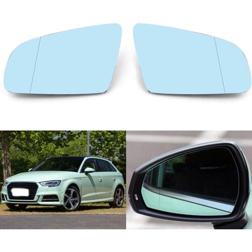 Artudatech 1Pair Side Rearview Mirror Glass Blue For Audi A4 B6 B7 A6 C6 2005 2006 2007 2008