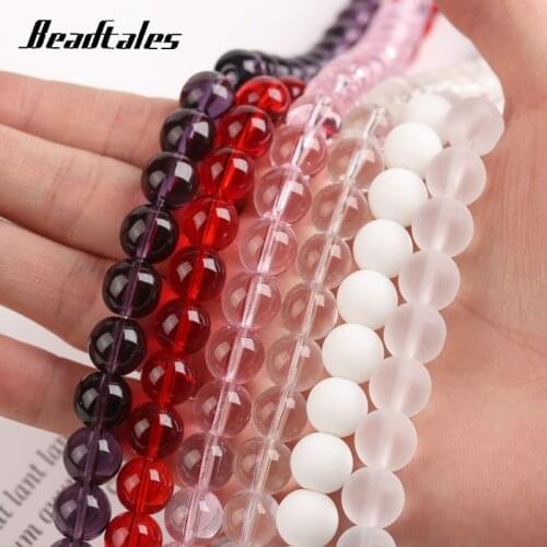 Beadtales 4/6/8/10/12mm Natural Glass Stone beads Round Multicolor Loose beads For Jewelry DIY Making Bracelet Accessories 15"
