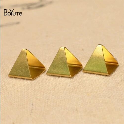 BoYuTe (100 Pieces/Lot) 12*12*11MM Metal Brass Triangle Tube Diy Jewelry Accessories Handmade Materials