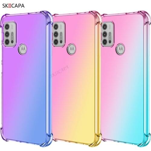 Phone Case For Motorola G10 G30 Translucent Gradient Case For Moto G9 Play Plus G8 Power Lite Airbag Corners Soft Silicon Cover