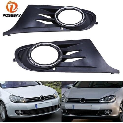 POSSBAY Black Car Front Bumper Lower Grille Fog Light Grilles Hole Cover for VW Golf MK6 Variant 2009 2010 2011 2012 2013
