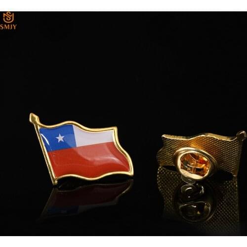 Chile Waving Flag Brooch Pin Lapel Tie/Suit Metal Souvenir Badge Pin Fashion Jewelry Gift