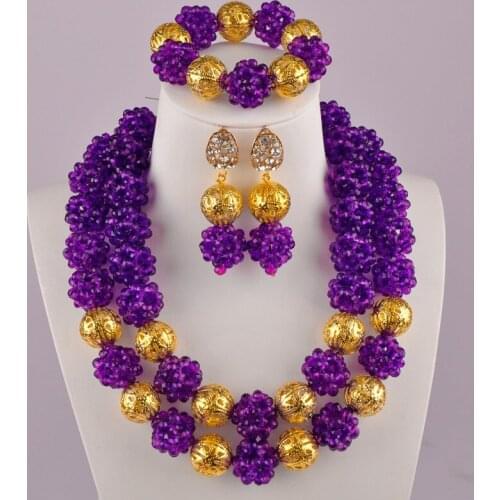 Purple African Beads Jewelry Set Nigerian Beads Necklace Sets